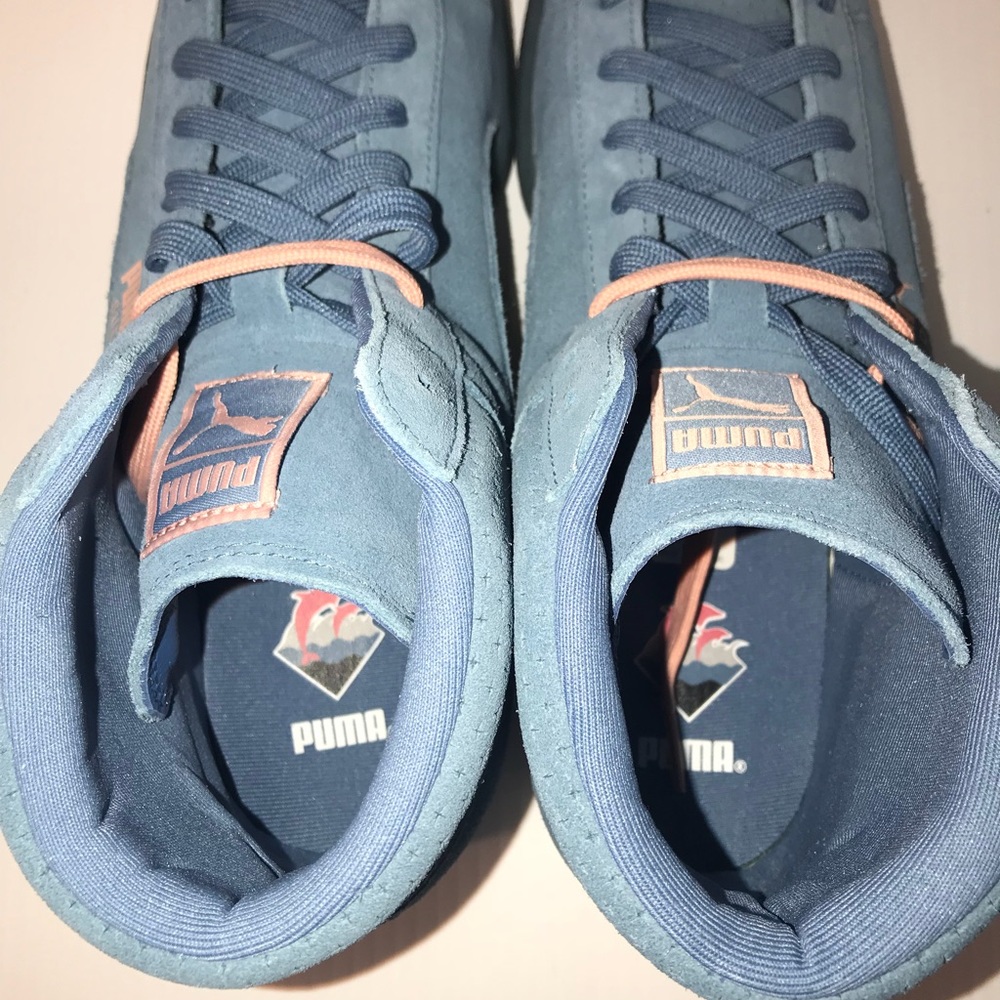 Puma Suede Pink Dolphin Collab Blue Pink Men Shoes - Picture 7 of 8